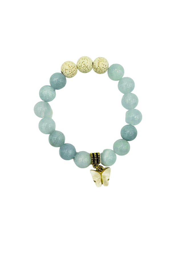 Aromatherapy Bracelet with Butterfly Charm
