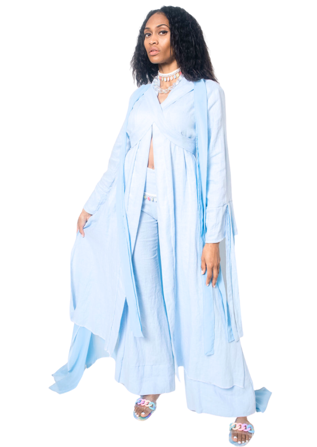 Flared Leg Linen Pants