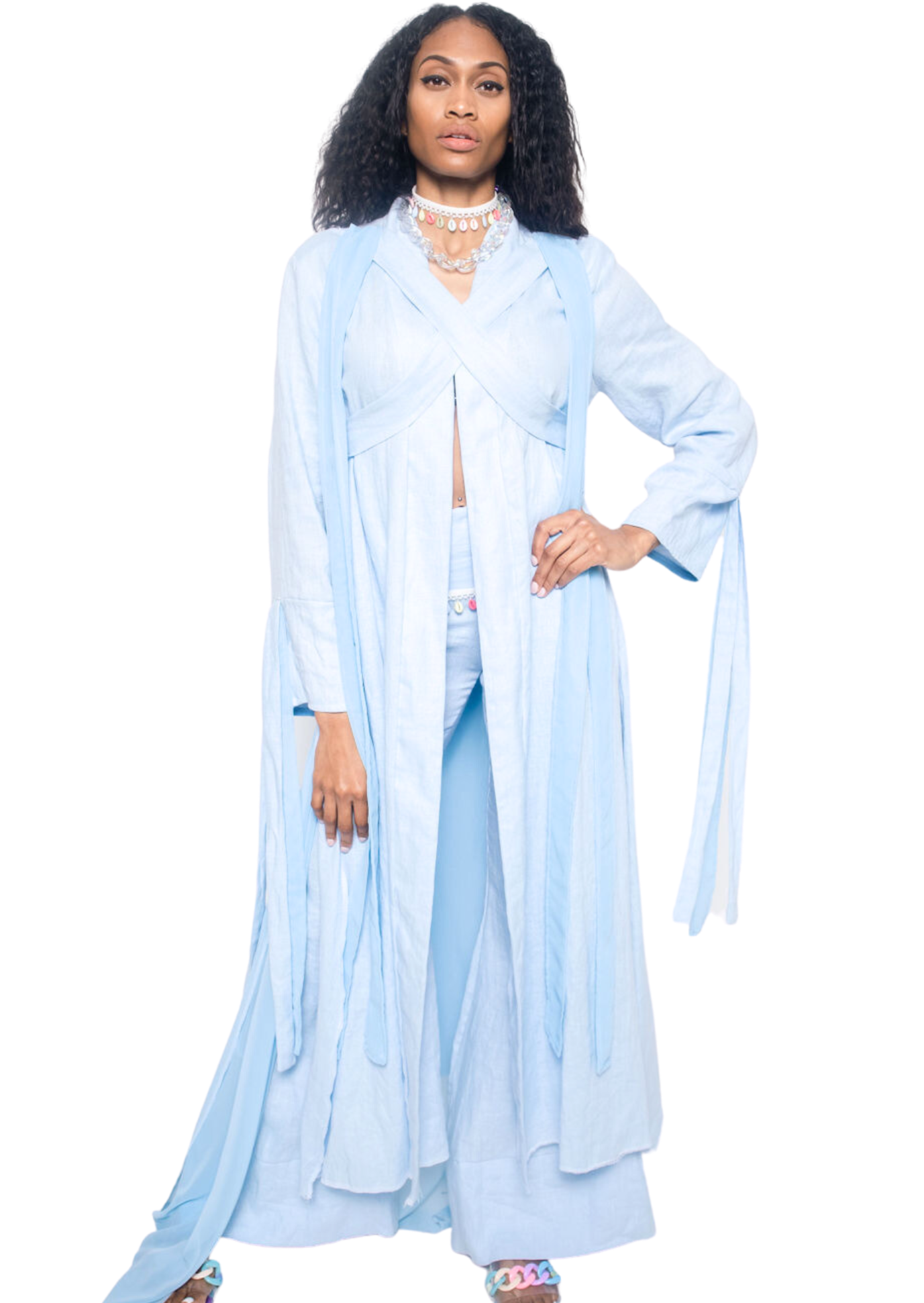Coastal Breeze Robe w Butterfly Appliqué  (Maxi)