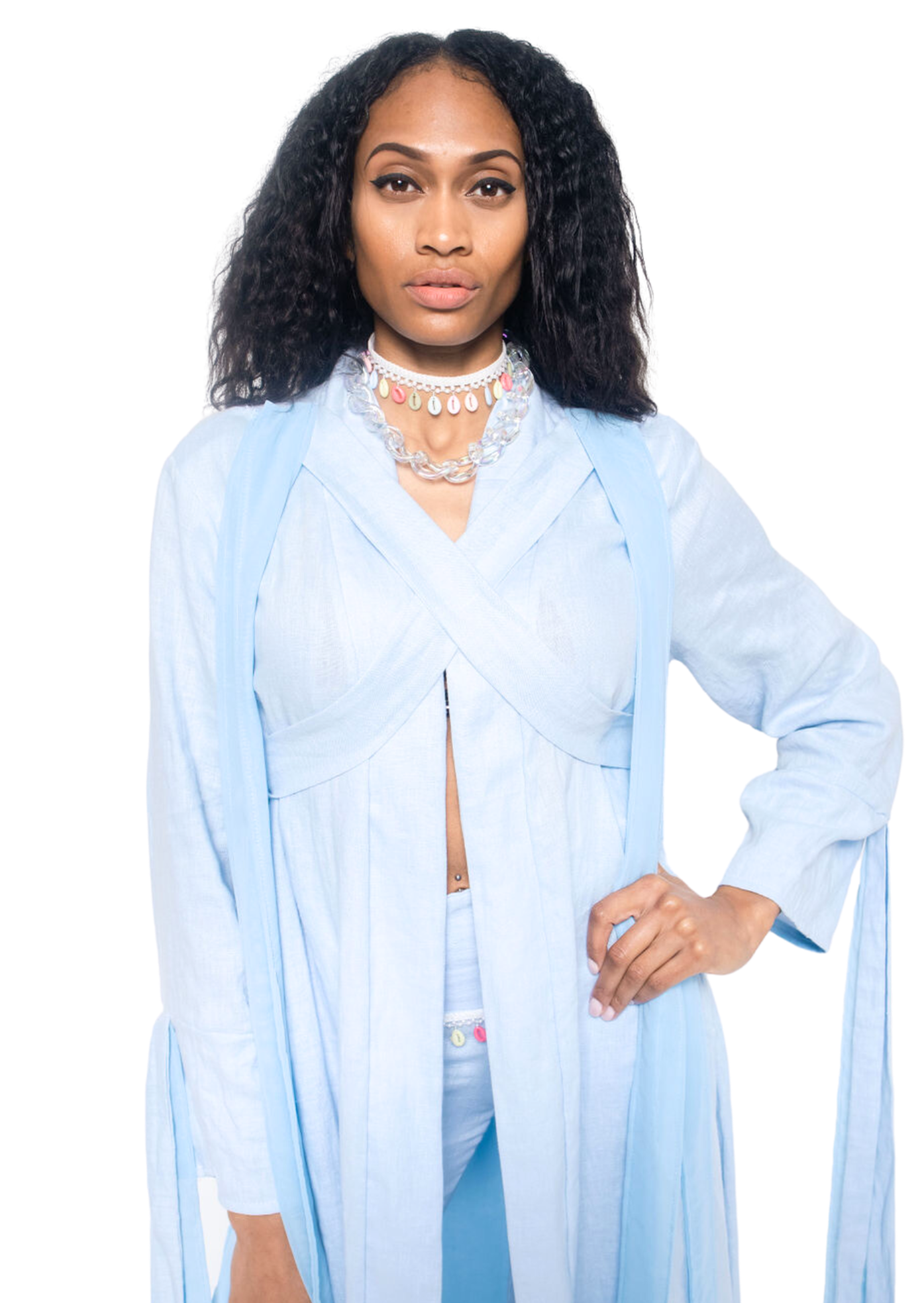 Coastal Breeze Robe w Butterfly Appliqué  (Maxi)