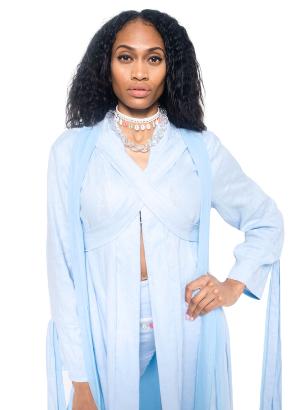 Coastal Breeze Robe w Butterfly Appliqué  (Maxi)