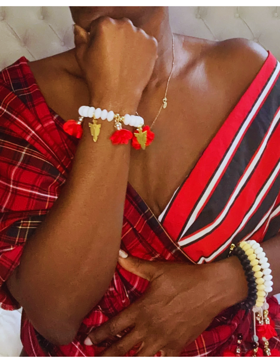 B Warrior Princess Bracelet (Rose & Arrowhead Charms) - 2 in 1 - Bracelet and Earring Set