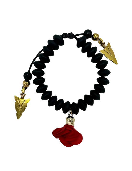 B Warrior Princess  Bracelet (Rose Charm with Arrowhead Tips) - 2 in 1 - Bracelet and Earring Set