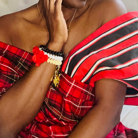 B Warrior Princess  Bracelet (Rose Charm with Arrowhead Tips) - 2 in 1 - Bracelet and Earring Set