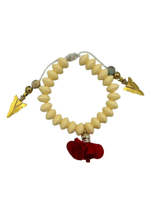 B Warrior Princess  Bracelet (Rose Charm with Arrowhead Tips) - 2 in 1 - Bracelet and Earring Set