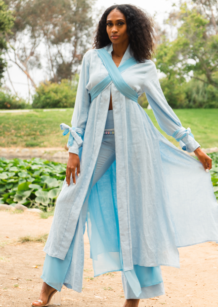 Coastal Breeze Robe w Butterfly Appliqué  (Maxi)